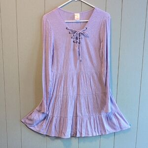 No Boundaries Purple Lace-Up Long Sleeve Dress